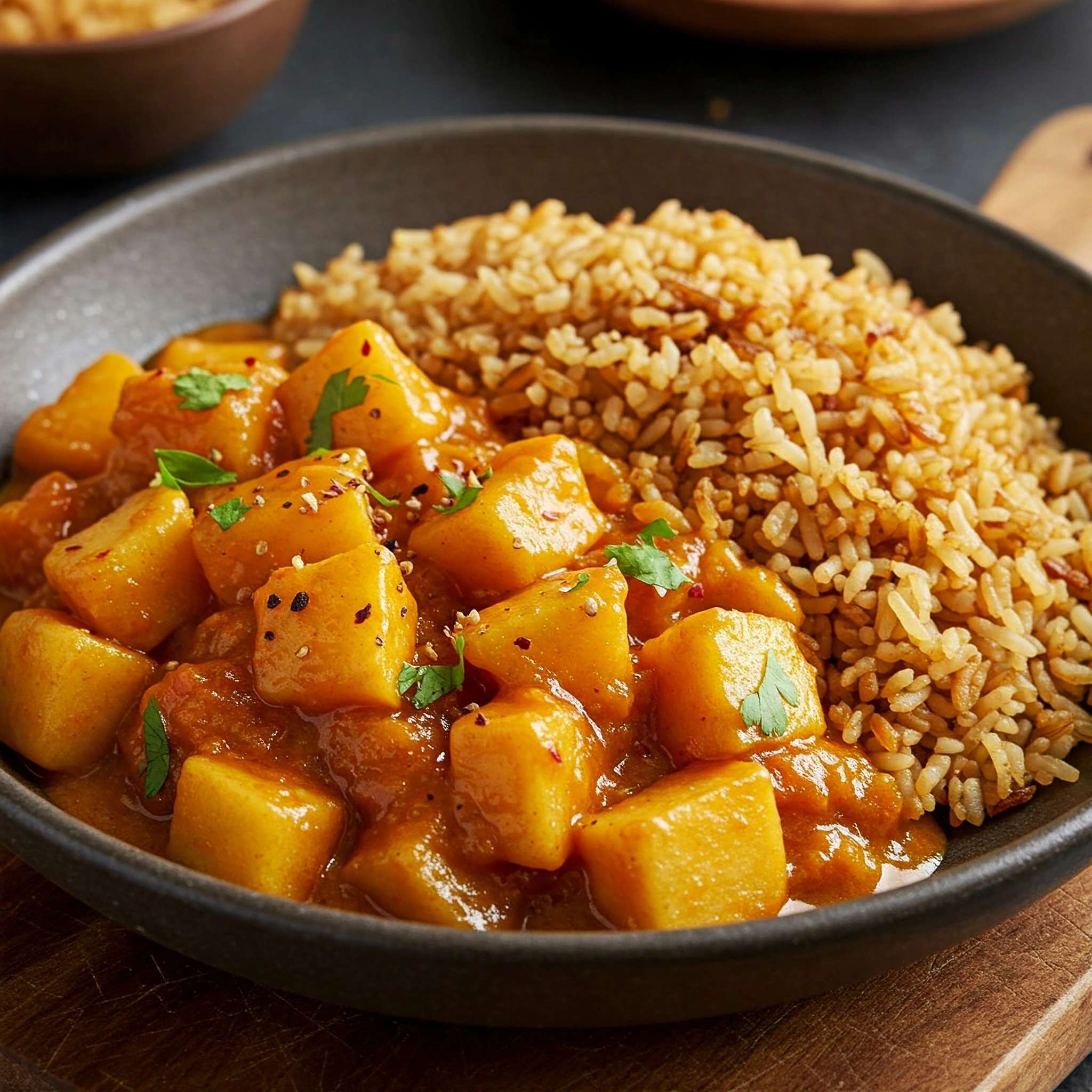 curry apple and deep fried rice recipe